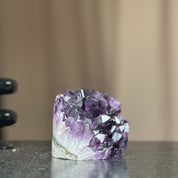 Deep Purple Amethyst cathedral geode, Unique raw crystal cluster, self stand