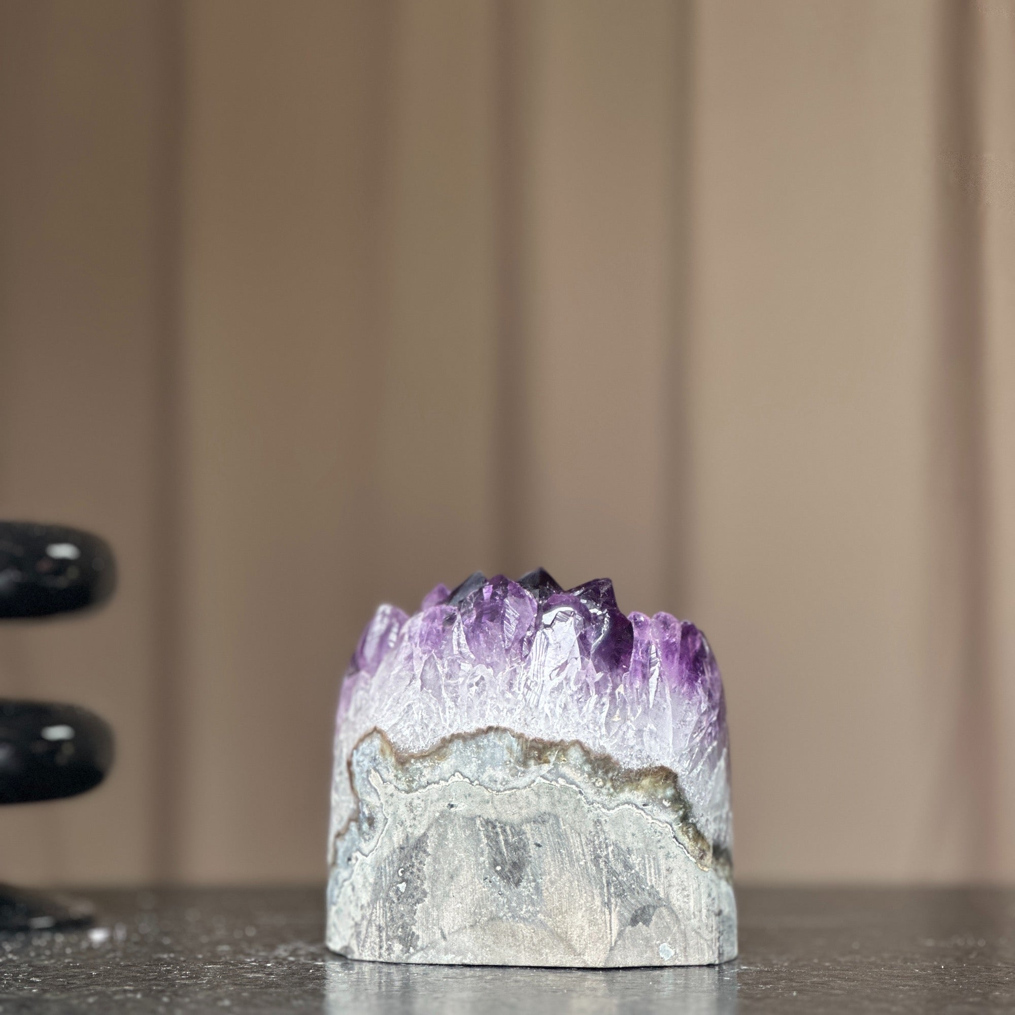 Deep Purple Amethyst cathedral geode, Unique raw crystal cluster, self stand