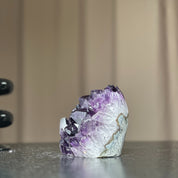 Deep Purple Amethyst cathedral geode, Unique raw crystal cluster, self stand