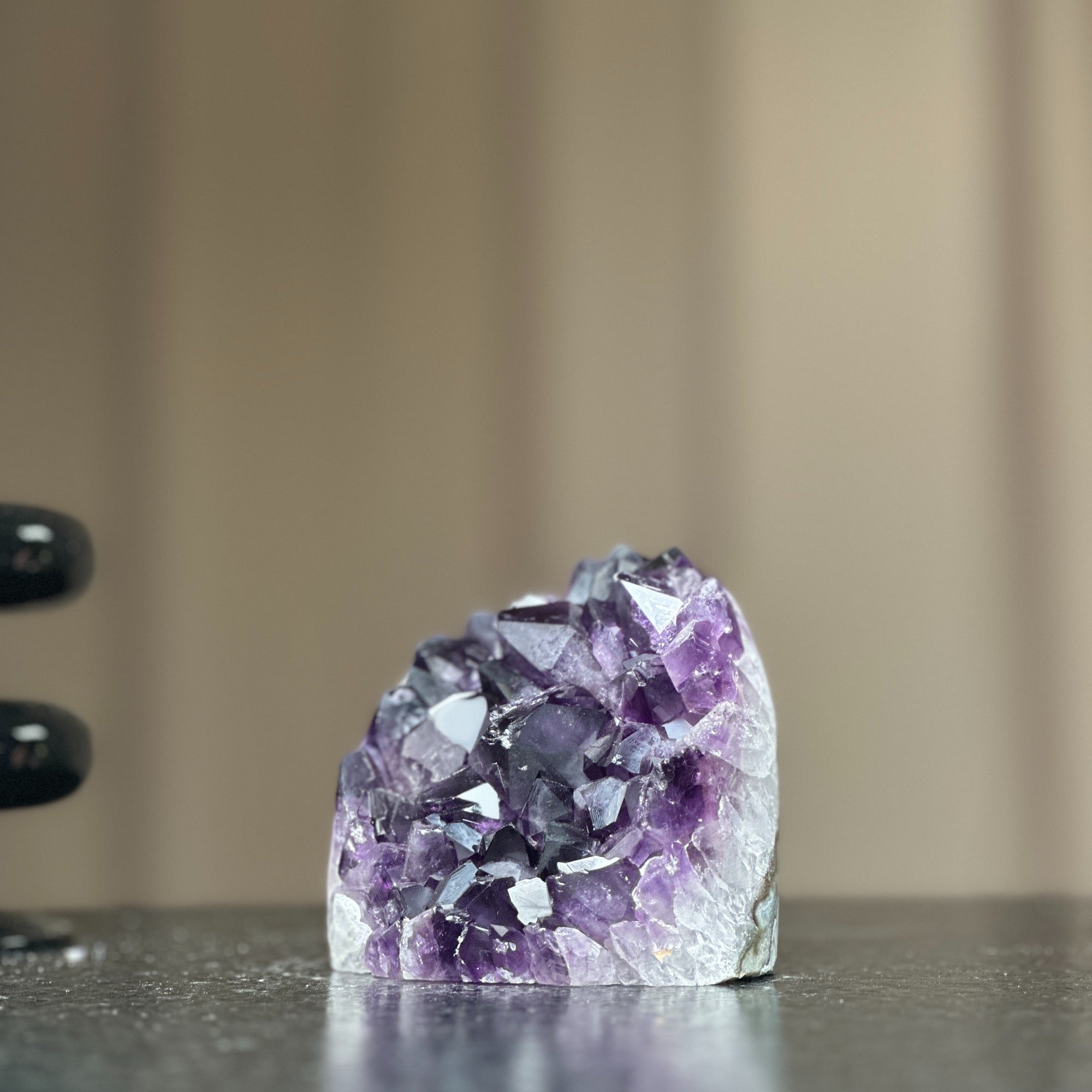 Deep Purple Amethyst cathedral geode, Unique raw crystal cluster, self stand