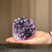 Deep Purple Amethyst cathedral geode, Unique raw crystal cluster, self stand