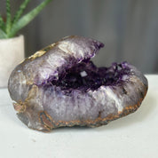 Amethyst Crystal Bowl with Agate formations, Natural Deep Purple Amethyst Flat Oval Shaped Cluster, Home Decor Crystal