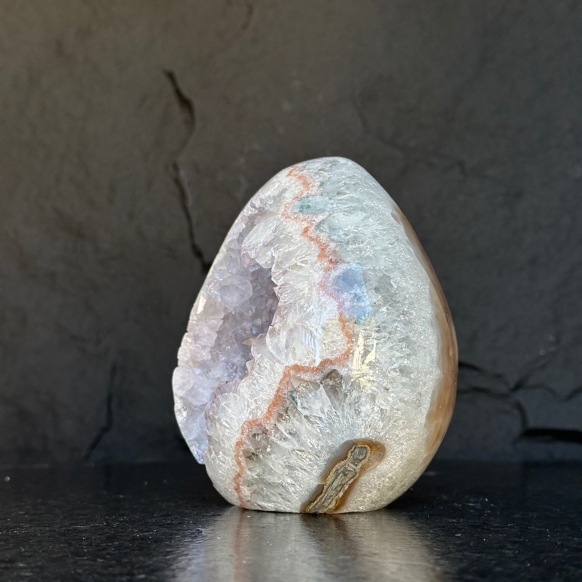 Extra Large Amethyst Geode Cave, Oval shaped Full polished stone, Stunning decor piece, Giant Crystal