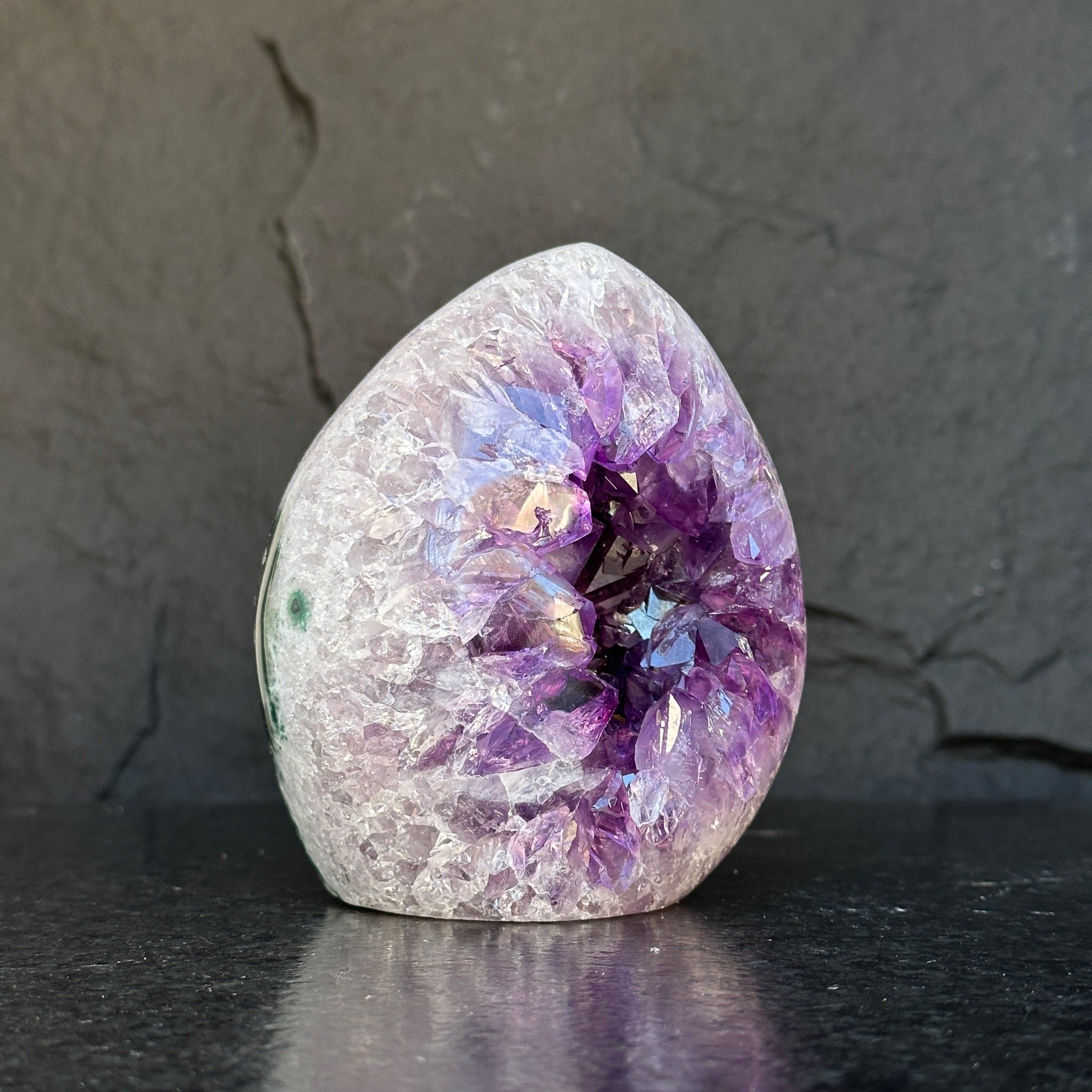 Crystal Geode, home decor with crystals, quartz and amethyst find, Amethyst with agate egg shaped
