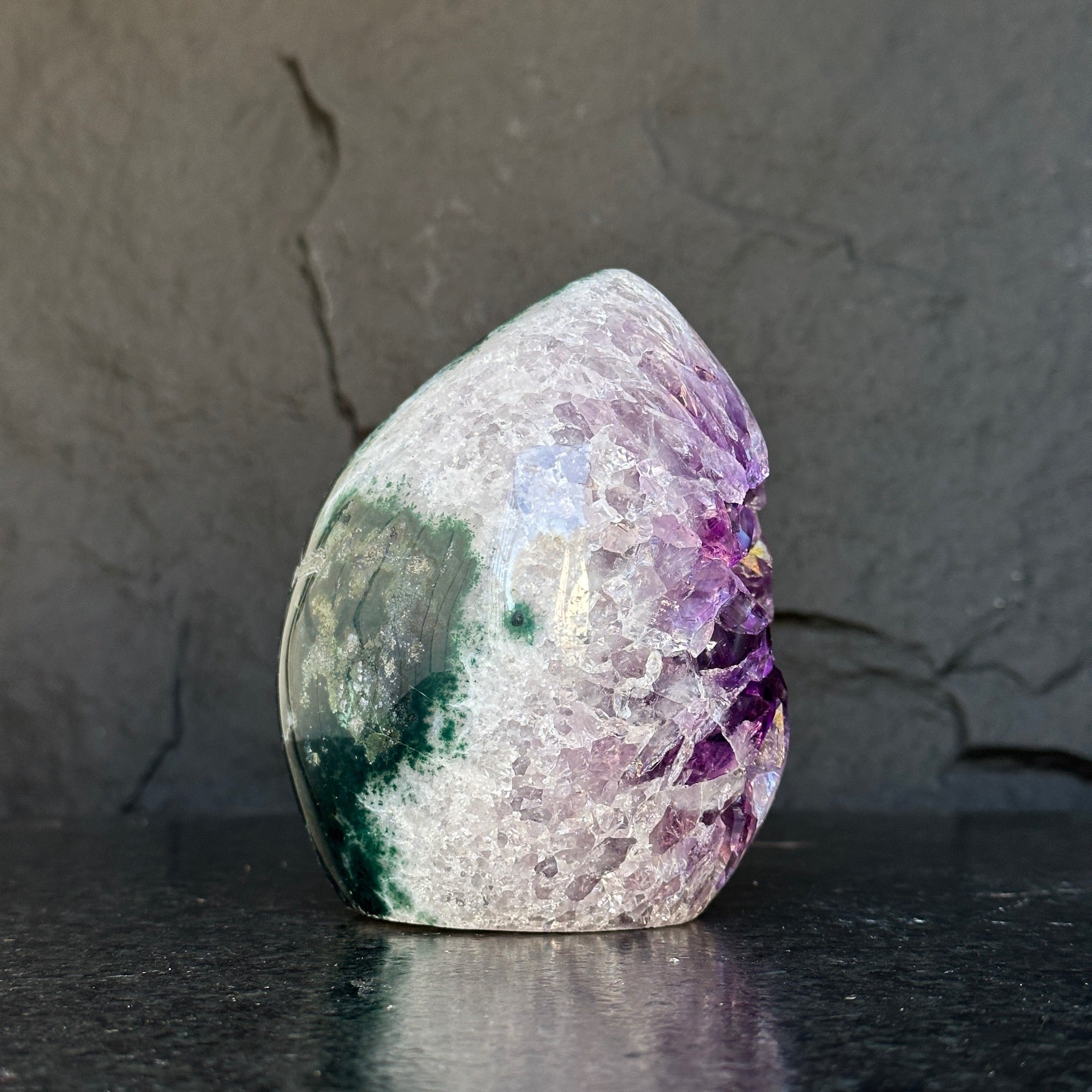 Crystal Geode, home decor with crystals, quartz and amethyst find, Amethyst with agate egg shaped