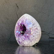 Crystal Geode, home decor with crystals, quartz and amethyst find, Amethyst with agate egg shaped