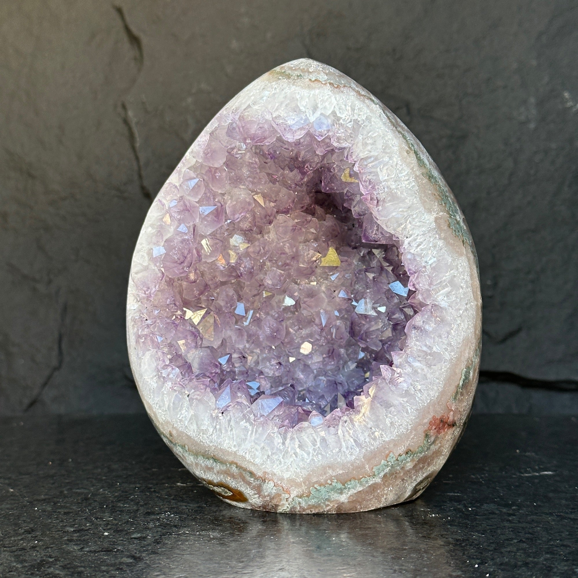 Quartz, Amethyst and Agate Stone Egg, full of colors, just for collectors, 7.5 Lb Oval Full polished Crystal