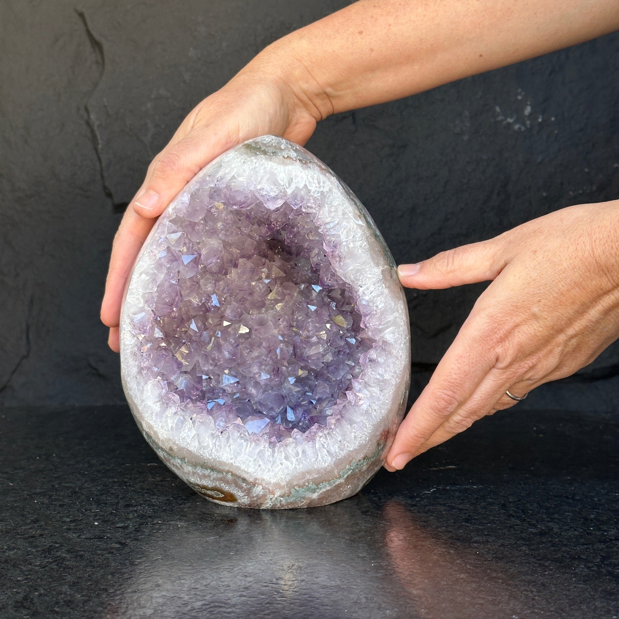 Quartz, Amethyst and Agate Stone Egg, full of colors, just for collectors, 7.5 Lb Oval Full polished Crystal