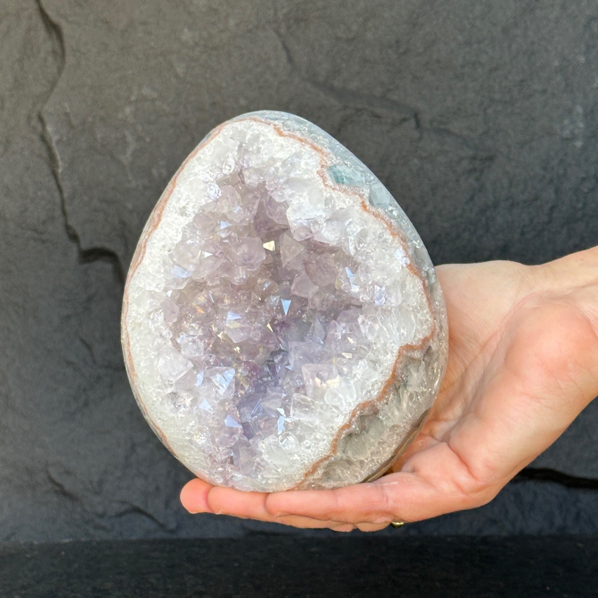 Extra Large Amethyst Geode Cave, Oval shaped Full polished stone, Stunning decor piece, Giant Crystal