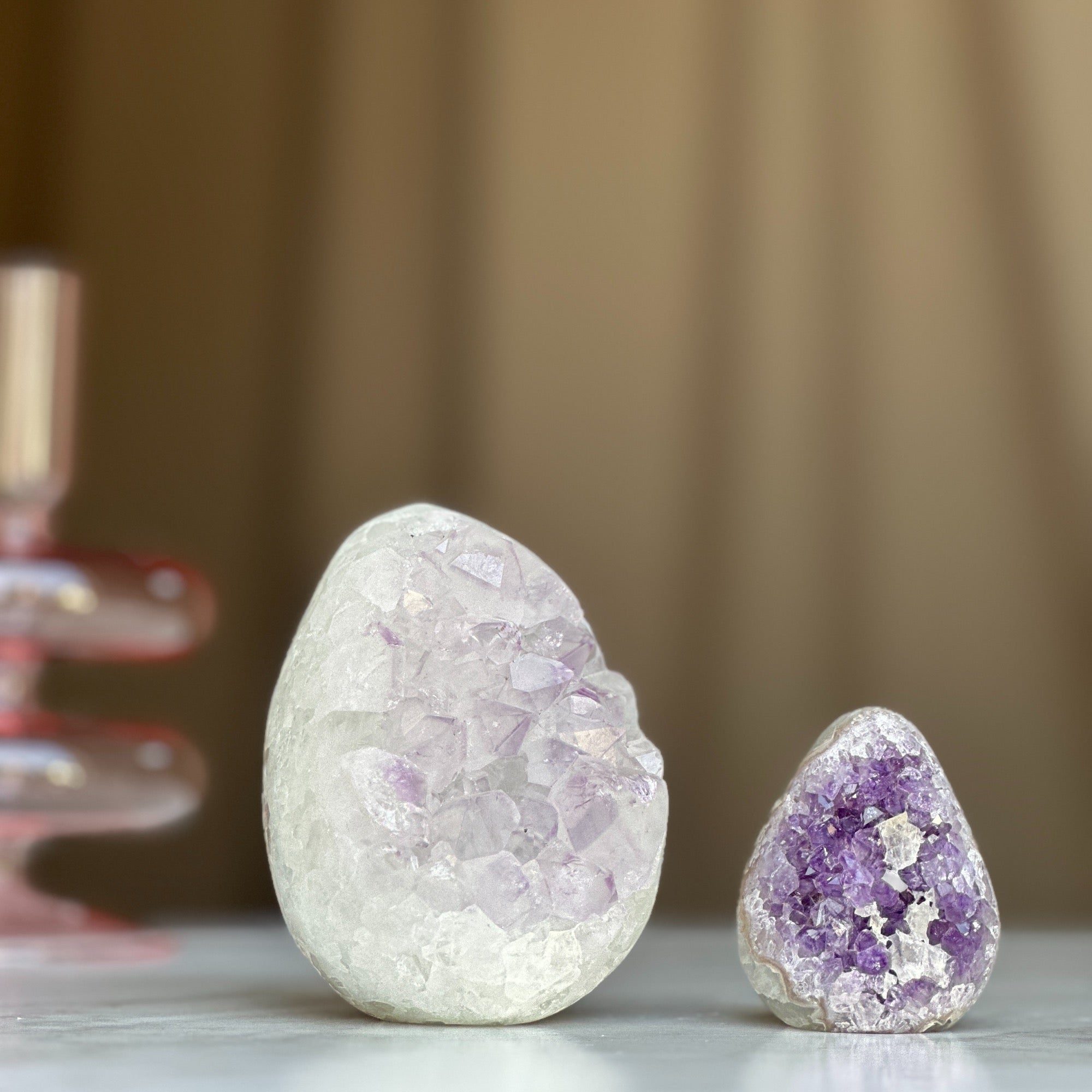 Clear Quartz Crystal Egg, Amethyst and quartz pieces, Natural cave sha ...