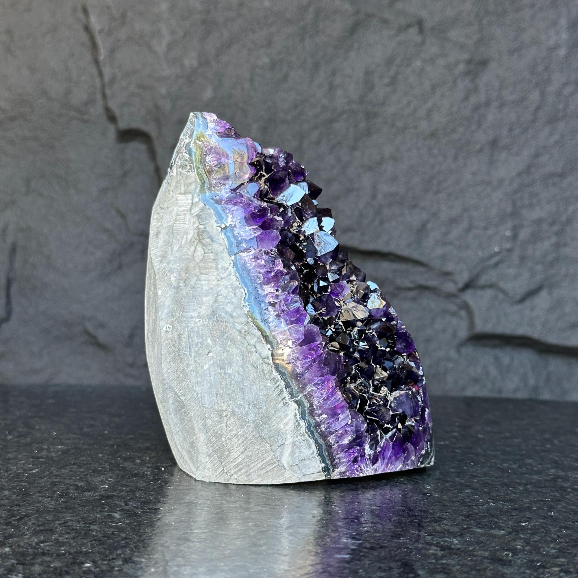 Semiprecious amethyst stone, amethyst flame