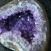 Amethsyt centerpiece, Unique shaped geode for tabletop decor, natural crystal stone with agate formations
