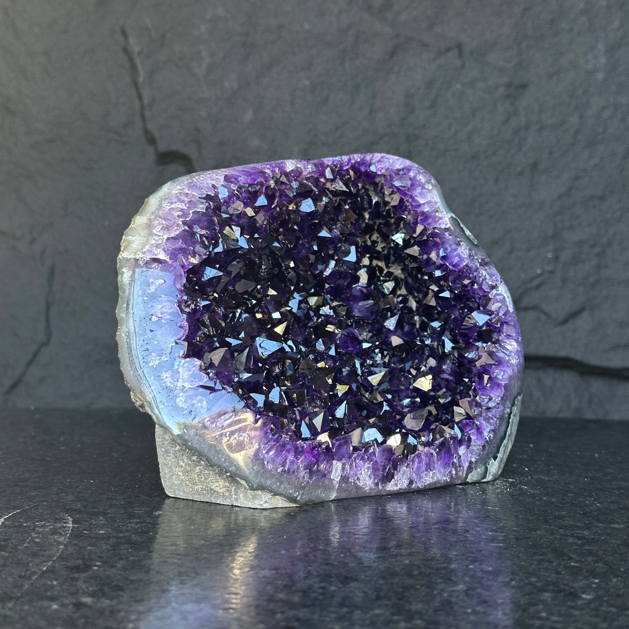 Amethyst and agate geode, amethyst crystal geode