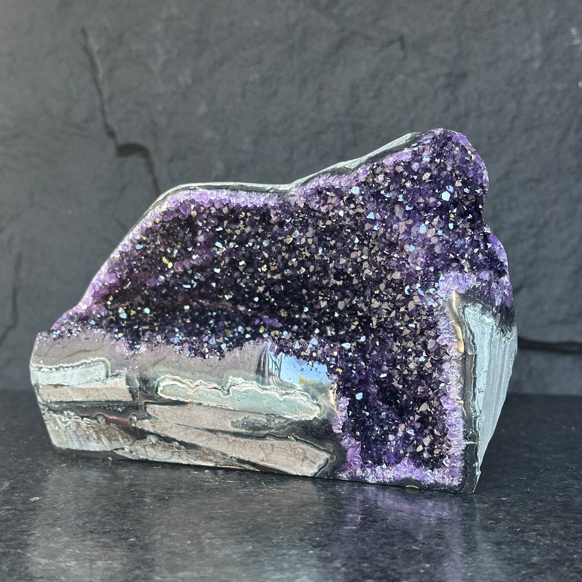 Large Amethyst Geode Cave with Agate edges, Unique Home Decor Crystal, High Quality Quartz, Crystal centerpiece