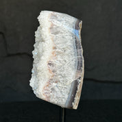 White quartz on stand, Geode with metallic base included for home decoration