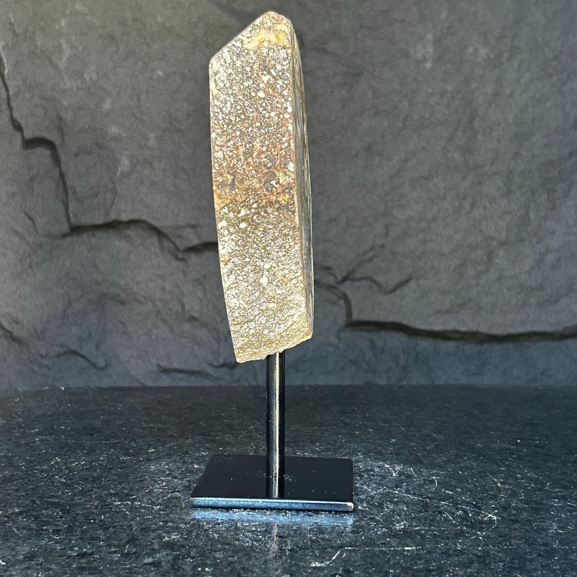 Agate and Jasper Slice with metallic base included, Large Brown Agate Geode, 100% Natural Colors