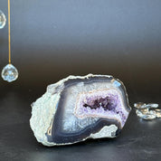 Amethyst Geode Bowl, Natural Deep Purple Amethyst Crystal Round Shaped Cluster, Home Decor Crystal Geode Cave