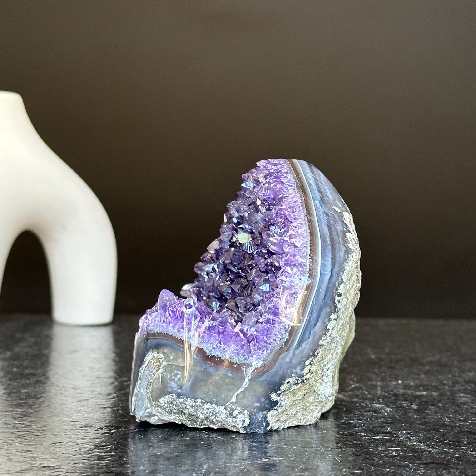 Unique Amethyst Cluster with Agate and Jasper formations, February birthstone, Meditation crystals, Amethyst Geode