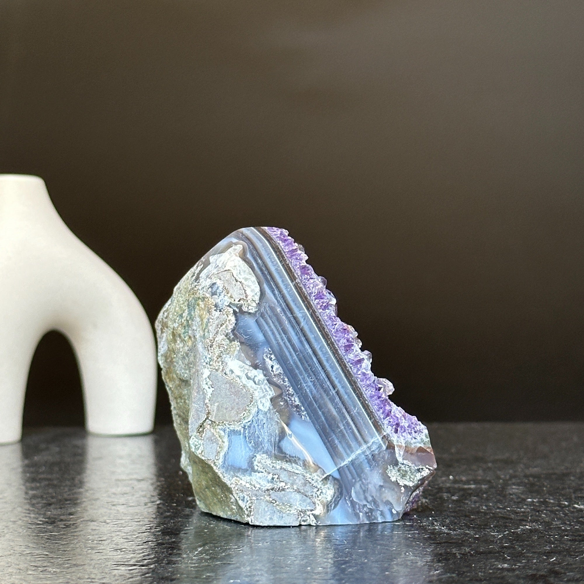 Unique Amethyst Cluster with Agate and Jasper formations, February birthstone, Meditation crystals, Amethyst Geode
