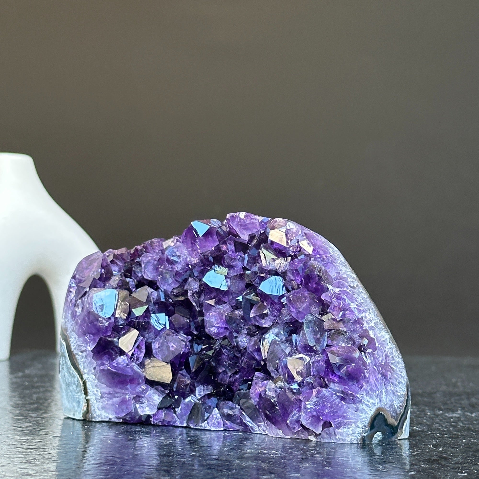 Rare specimen Amethyst geode with agate bands