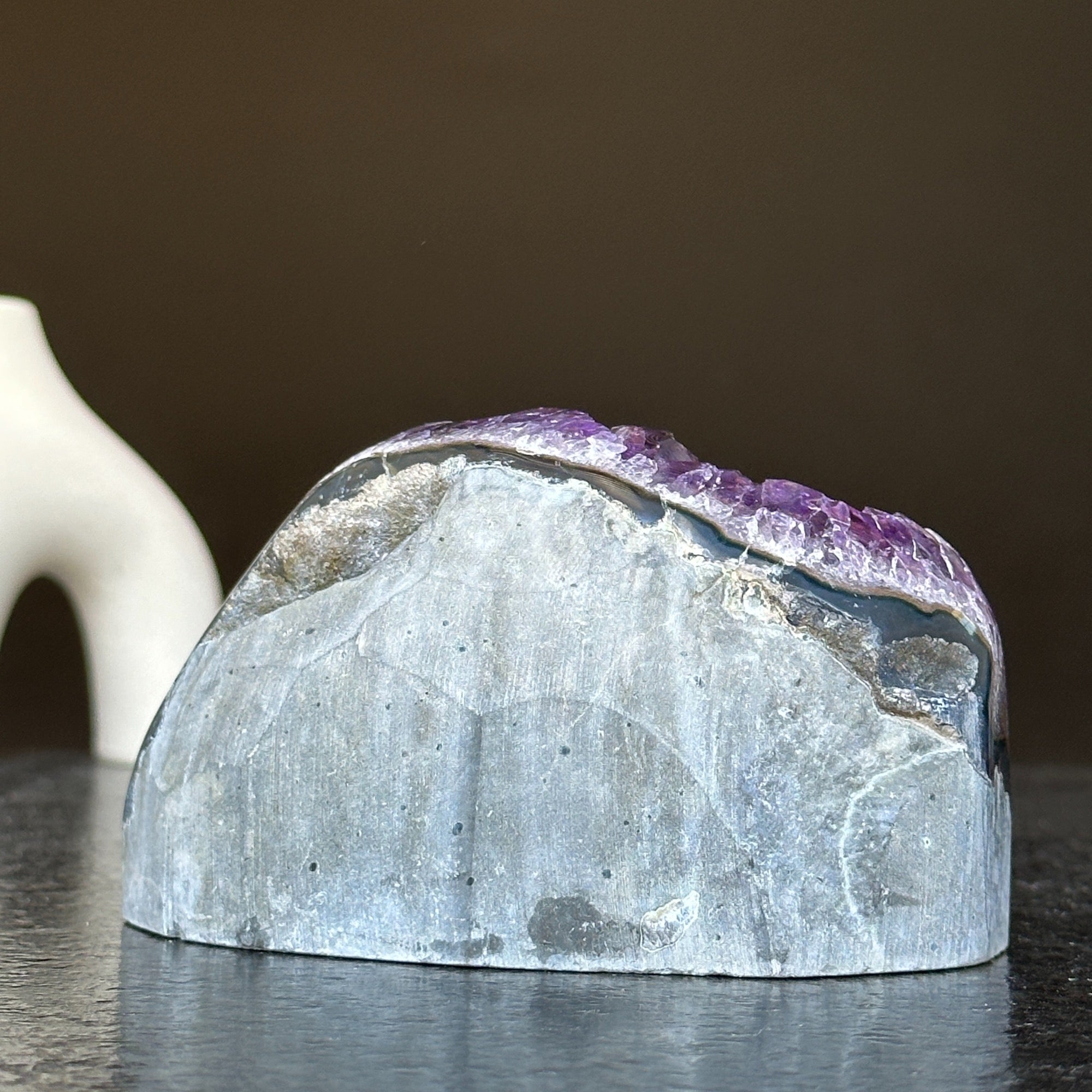 Rare specimen Amethyst geode with agate bands