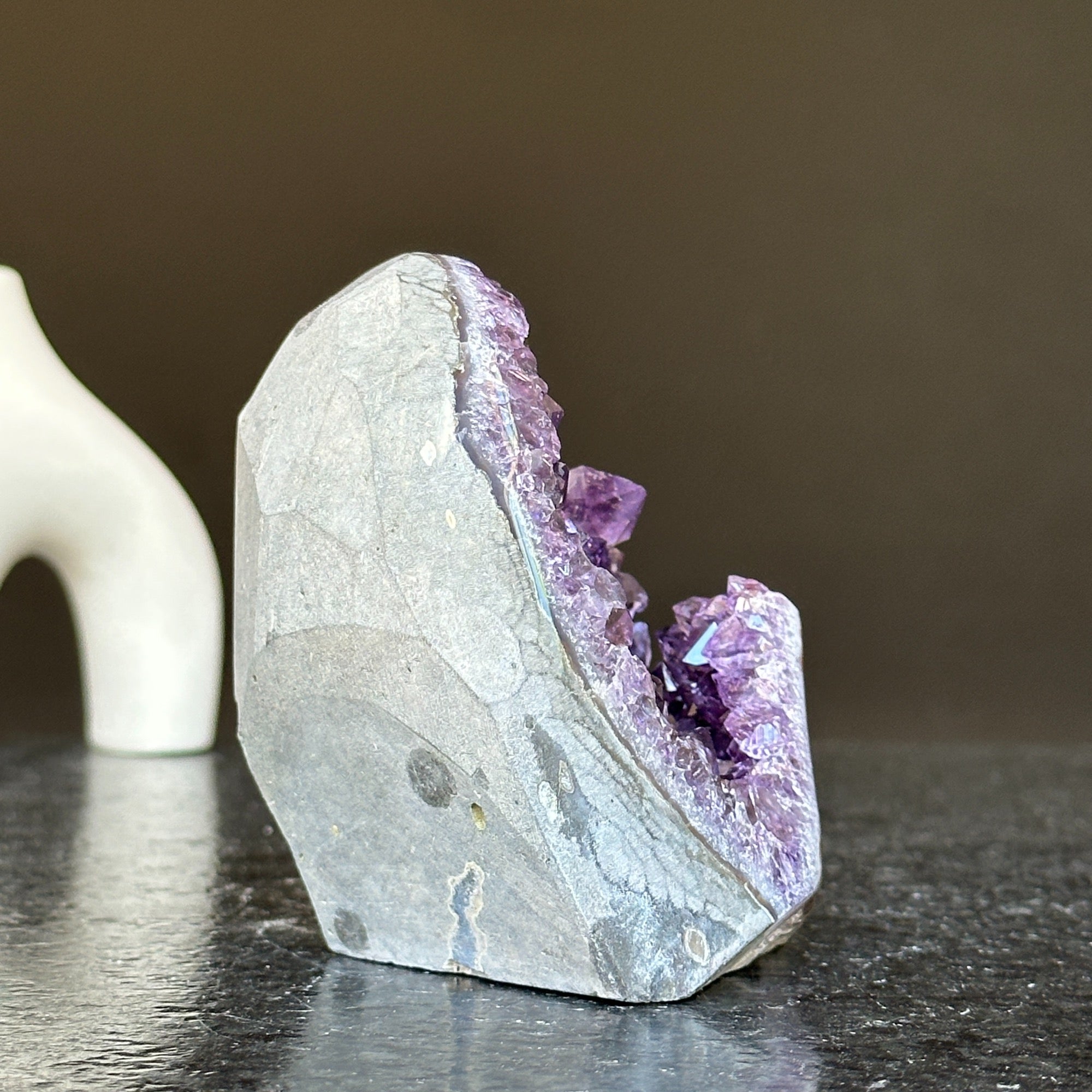 Rare specimen Amethyst geode with agate bands