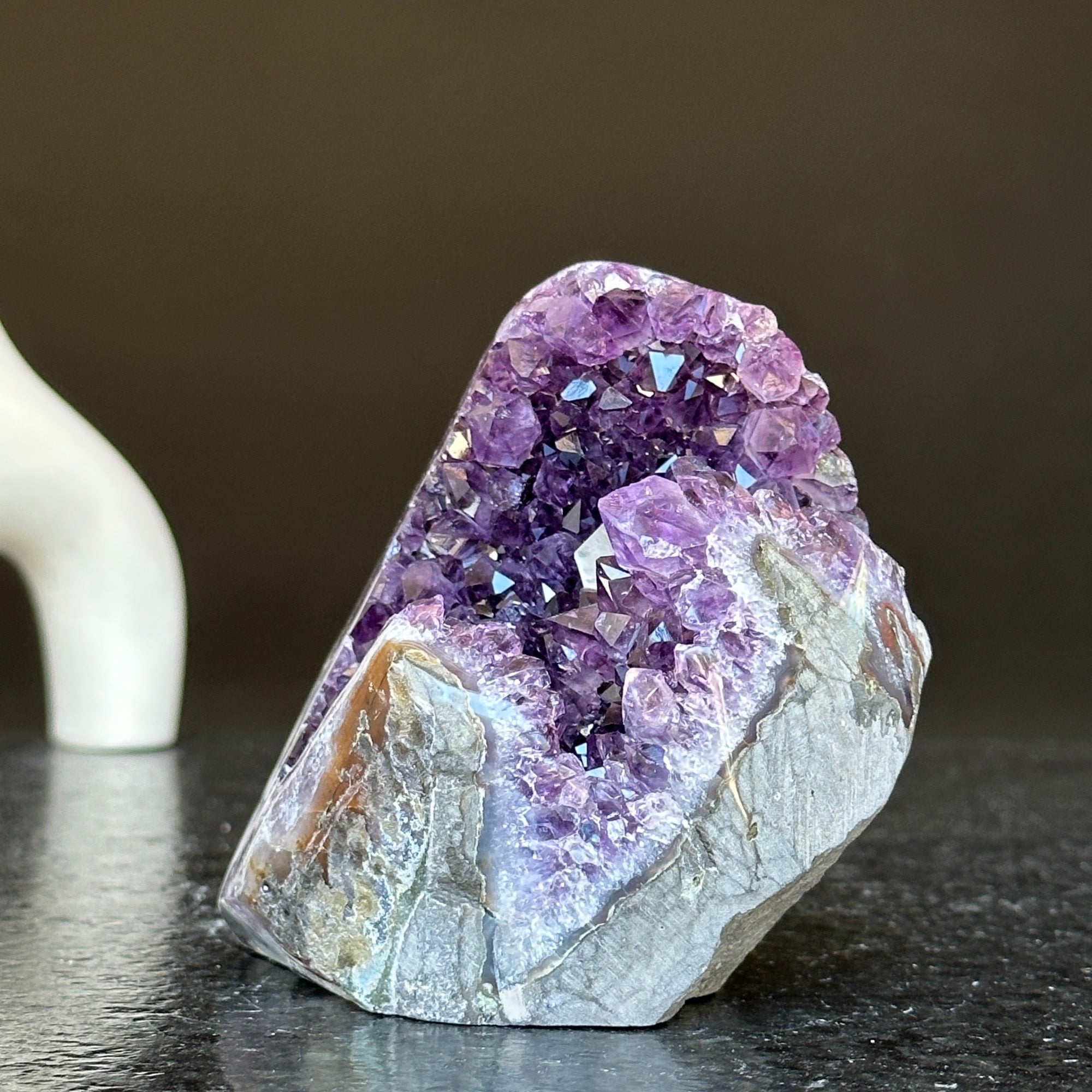 Rare specimen Amethyst geode with agate bands