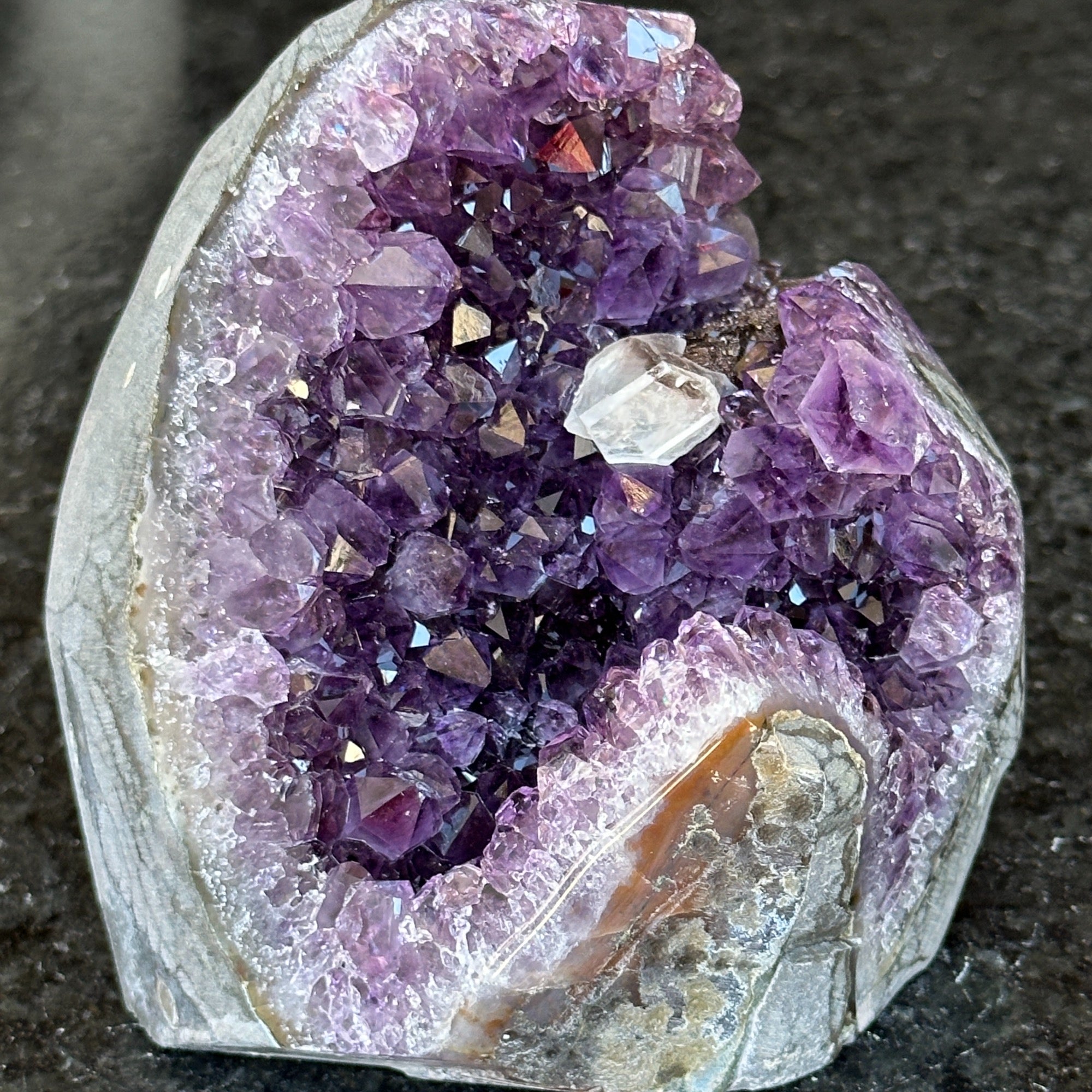 Rare specimen Amethyst geode with agate bands