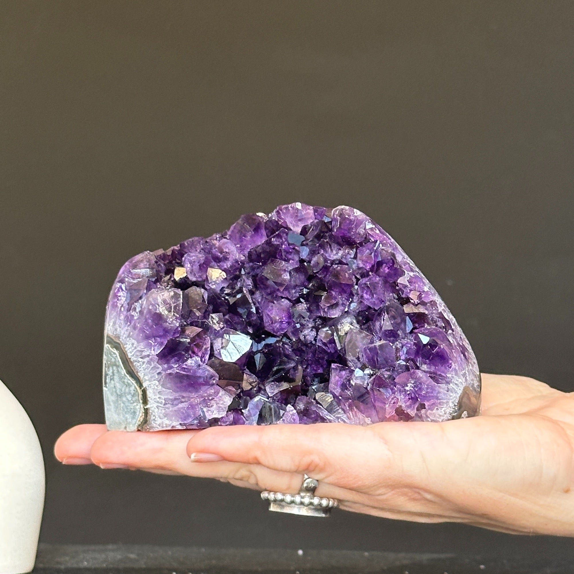 Rare specimen Amethyst geode with agate bands