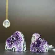 Amethyst clusters with huge Agate layers, 2 pieces set