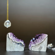 Amethyst clusters with huge Agate layers, 2 pieces set