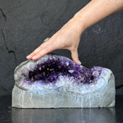 Superb Crystal Geode, Large Cave, Amethyst Crystal for collectors, 5 in Tall Full polished stone, Stunning decor AAA Crystal