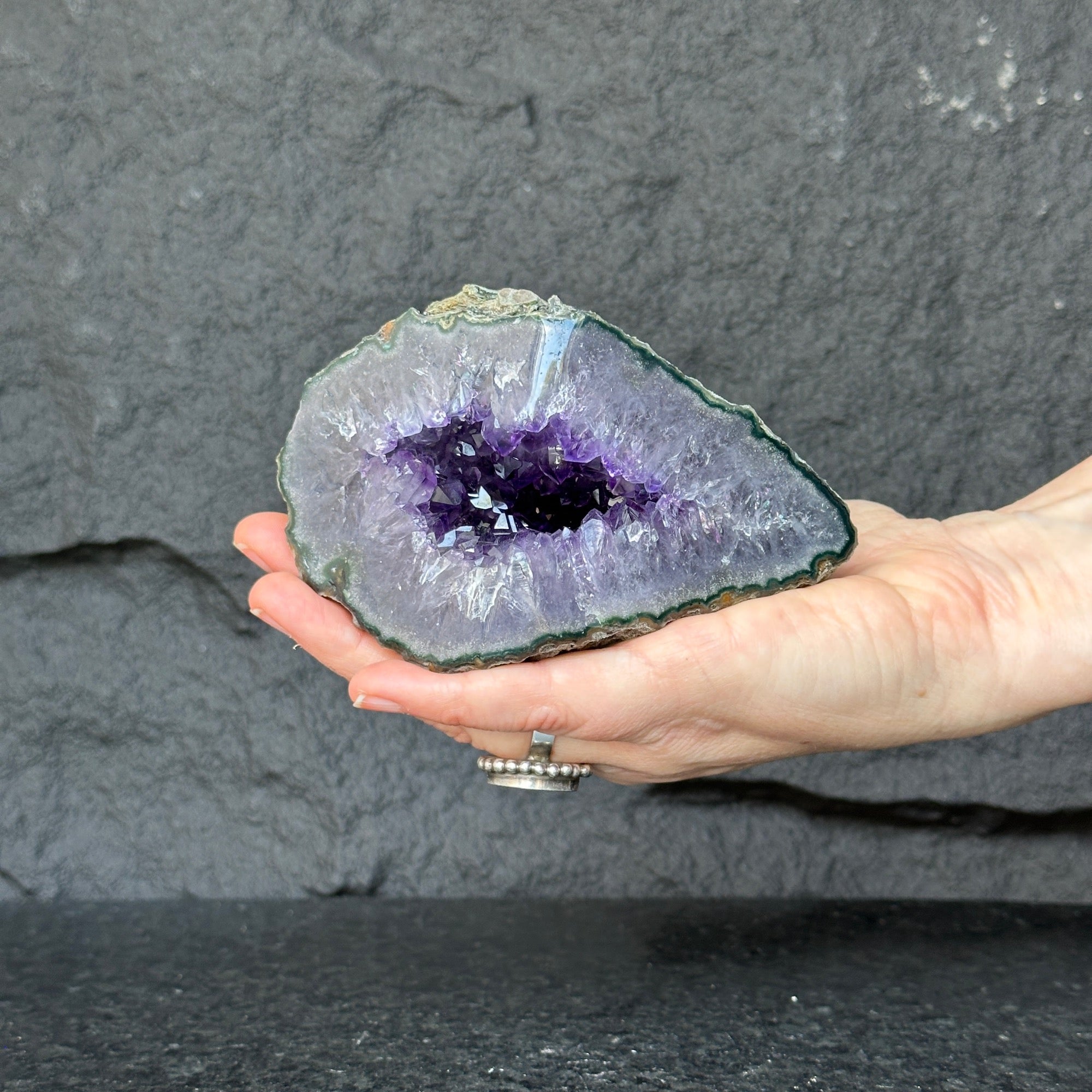 Deep Purple Amethyst Geode Cave, Perfect for Home Decor