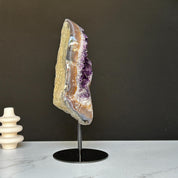 Amethyst with Shiny Crystals, Rare Geode in a strange shape with colorful agate layers, Unique find for collectors