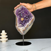 Amethyst with Shiny Crystals, Rare Geode in a strange shape with colorful agate layers, Unique find for collectors