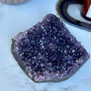 Flat amethyst raw purple crystal cluster