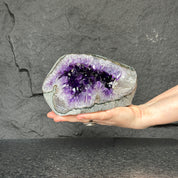 Amethyst with Shiny Crystals, Rare Geode in a strange shape with colorful agate layers, Unique find for collectors