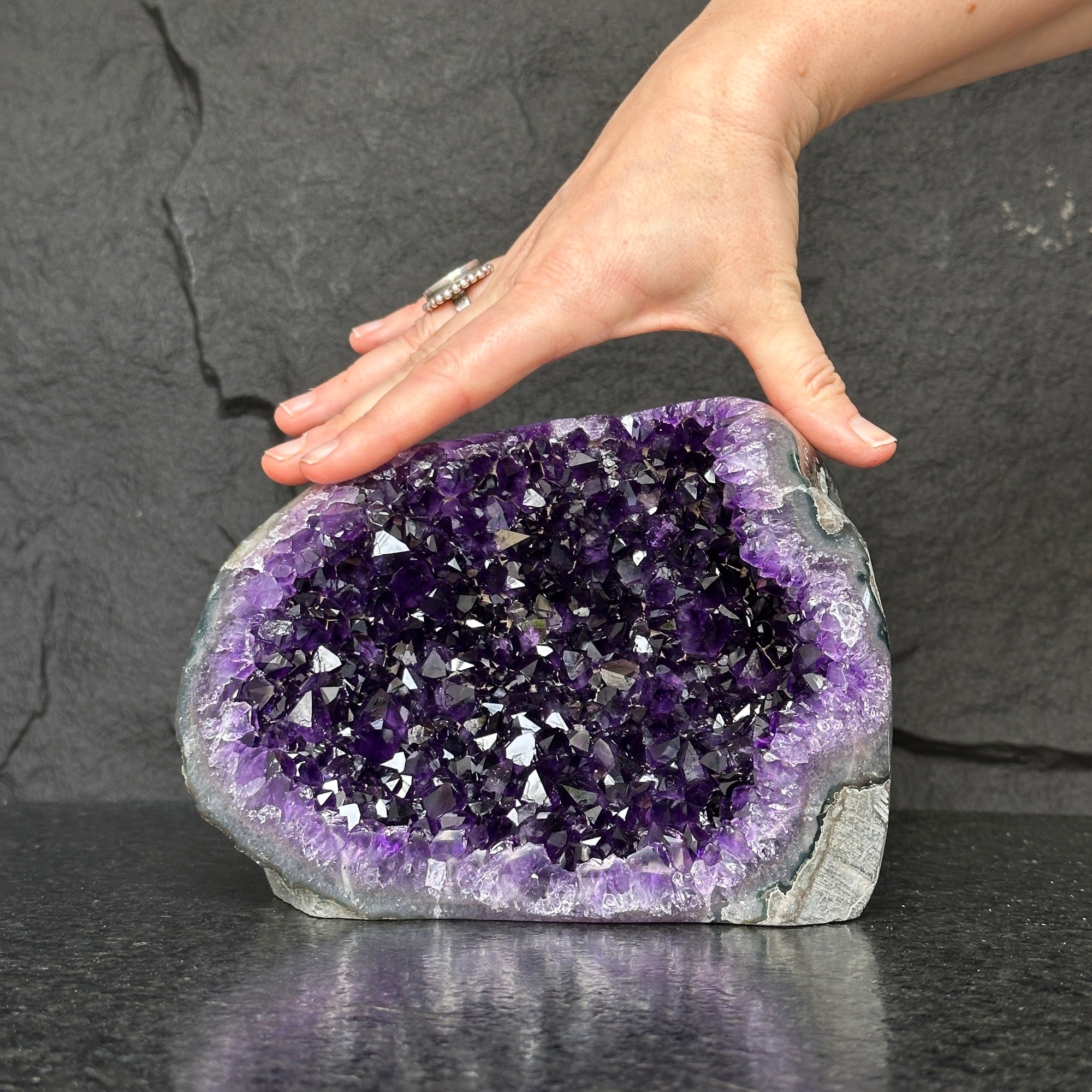 Amethyst and agate geode, amethyst crystal geode