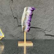 Natural Amethyst Geode, Galaxy Crystal on Metal Stand