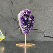 Natural Amethyst Geode, Galaxy Crystal on Metal Stand