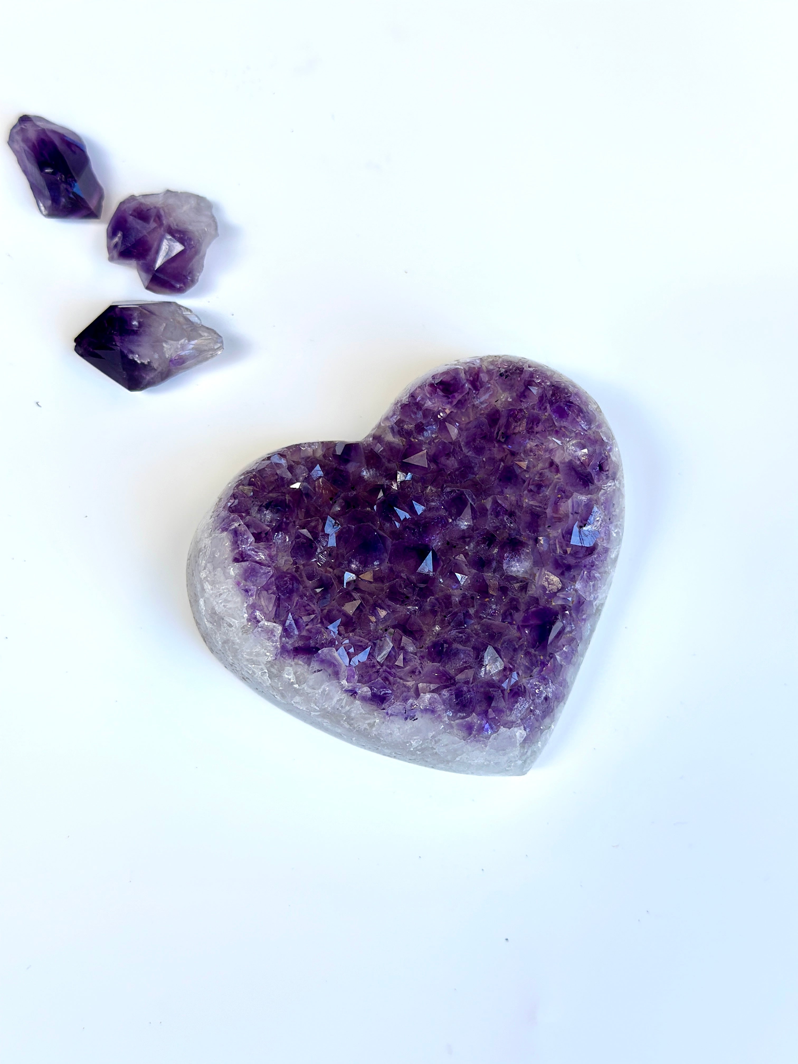 Amethyst Heart, Natural Uruguayan Crystal, Hand Polished, Valentines gift