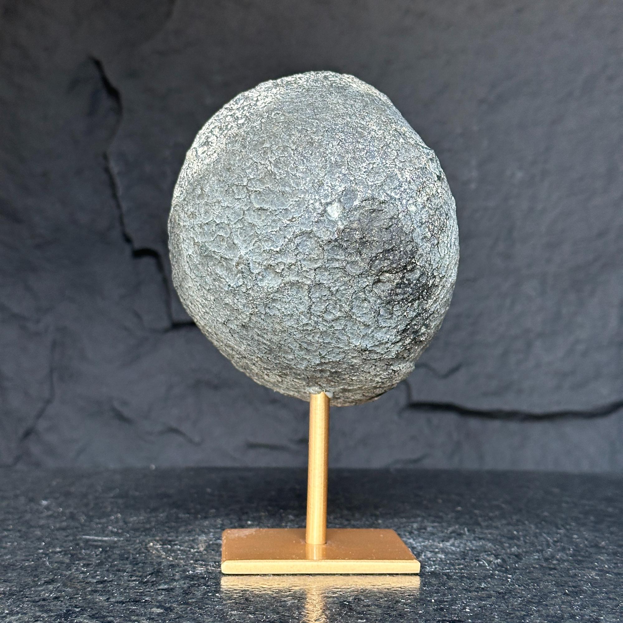 Natural Amethyst Geode, Deep Purple Crystal on Gold Metal Stand