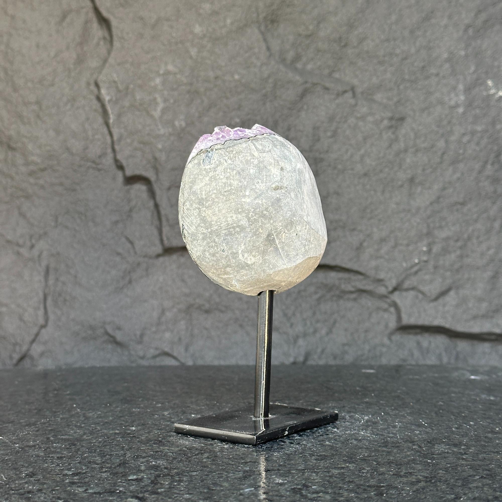 Natural Uruguayan Amethyst Cave on Metal Stand: Rare Home Decor