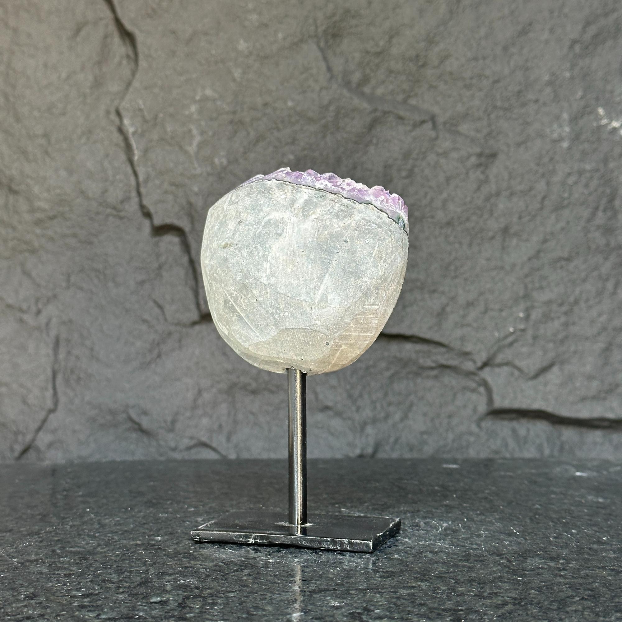 Natural Uruguayan Amethyst Cave on Metal Stand: Rare Home Decor