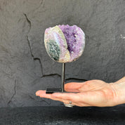 Natural Uruguayan Amethyst Cave on Metal Stand: Rare Home Decor