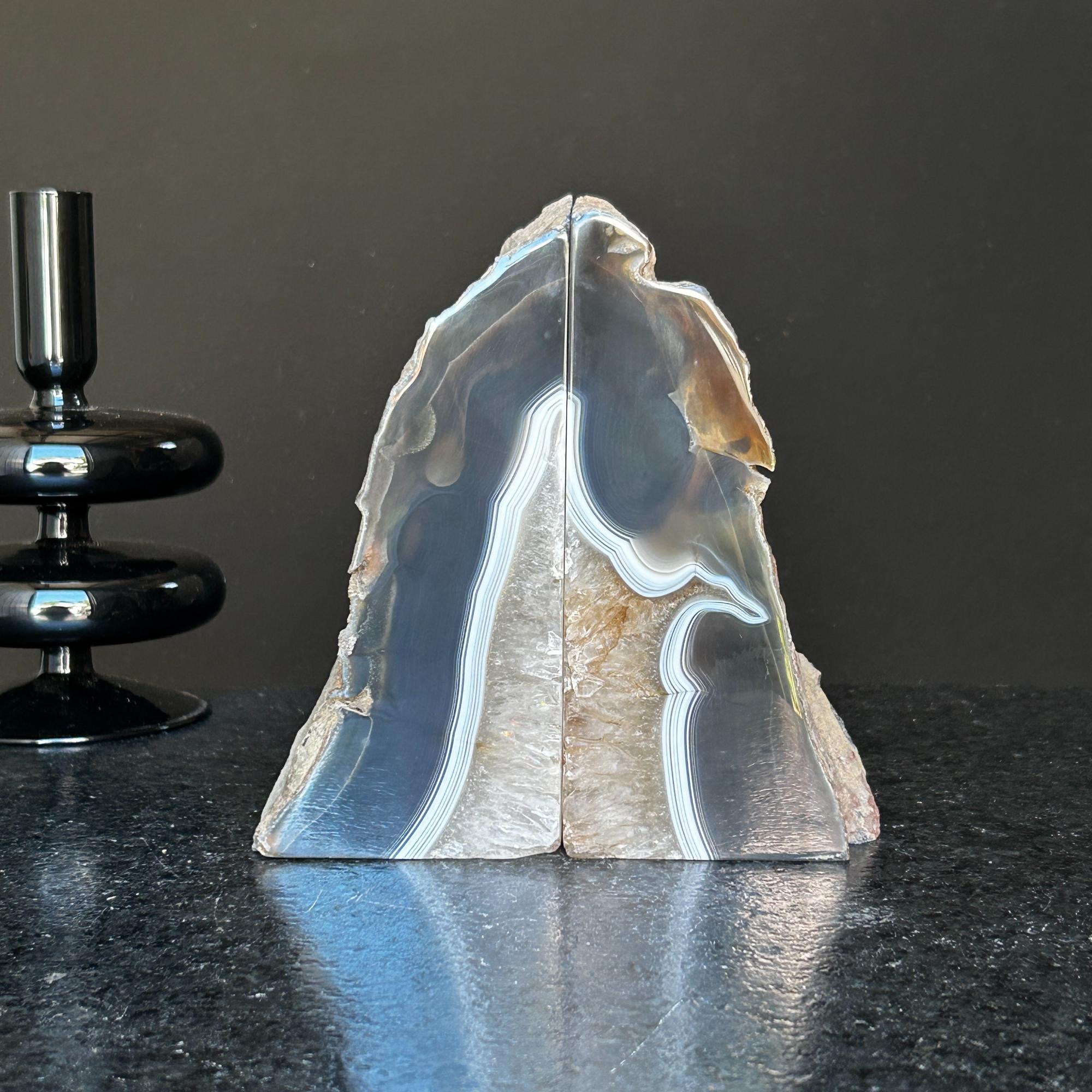 Natural Agate Crystal Bookends, Incredible Polished Stones, Premium quality crystals, extra large geode bookends for decor