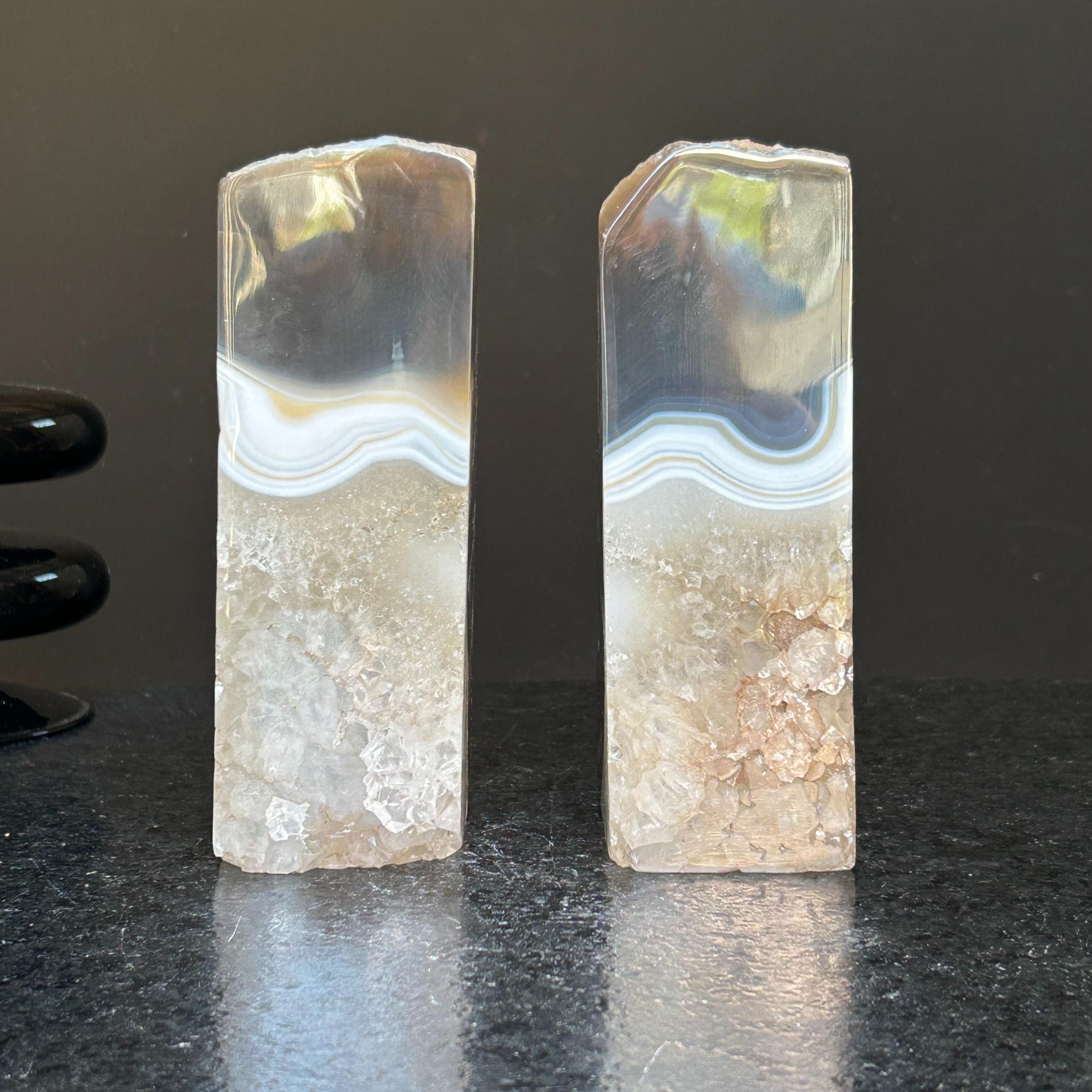 Natural Agate Crystal Bookends, Incredible Polished Stones, Premium quality crystals, extra large geode bookends for decor