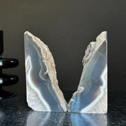 Natural Agate Crystal Bookends, Incredible Polished Stones, Premium quality crystals, extra large geode bookends for decor