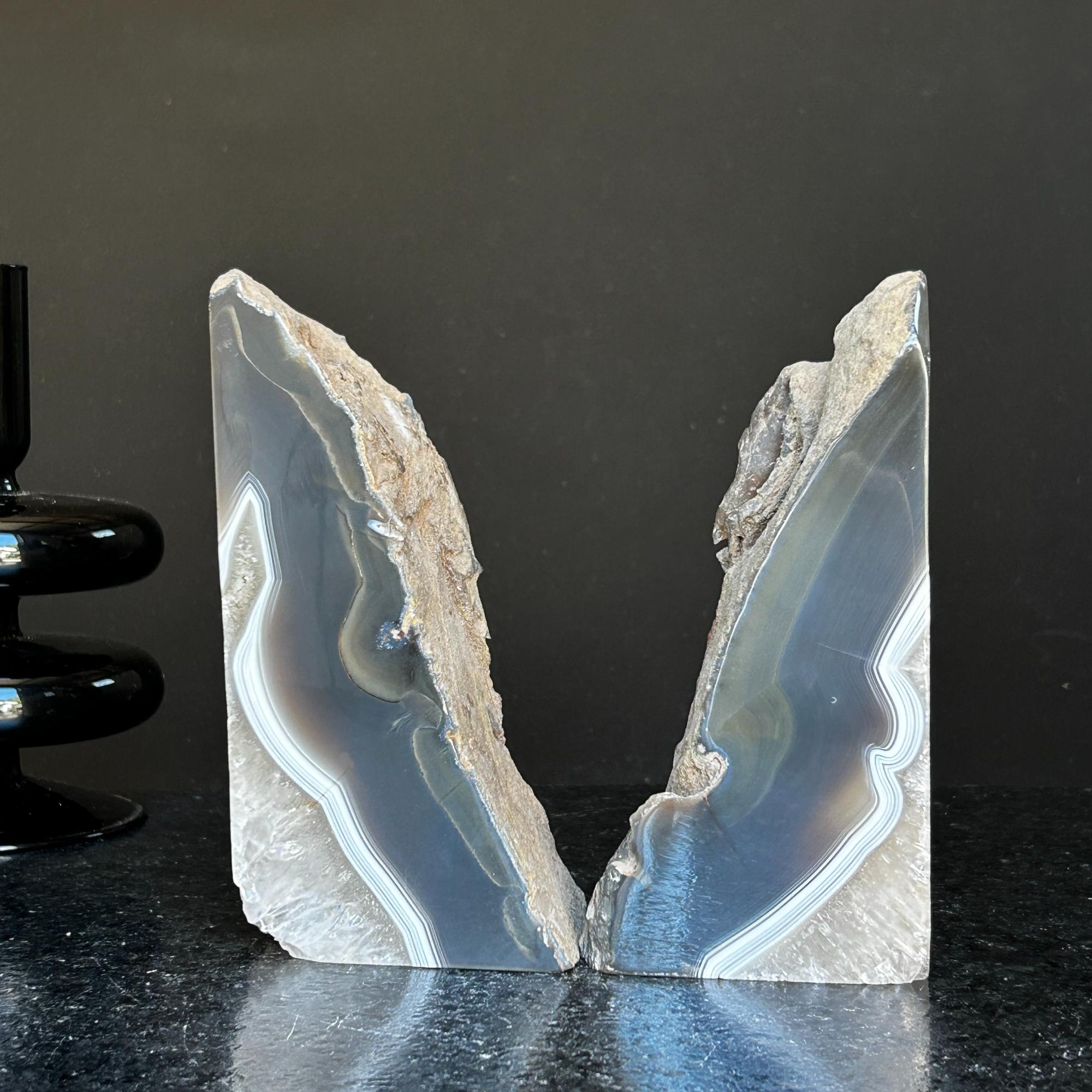 Natural Agate Crystal Bookends, Incredible Polished Stones, Premium quality crystals, extra large geode bookends for decor