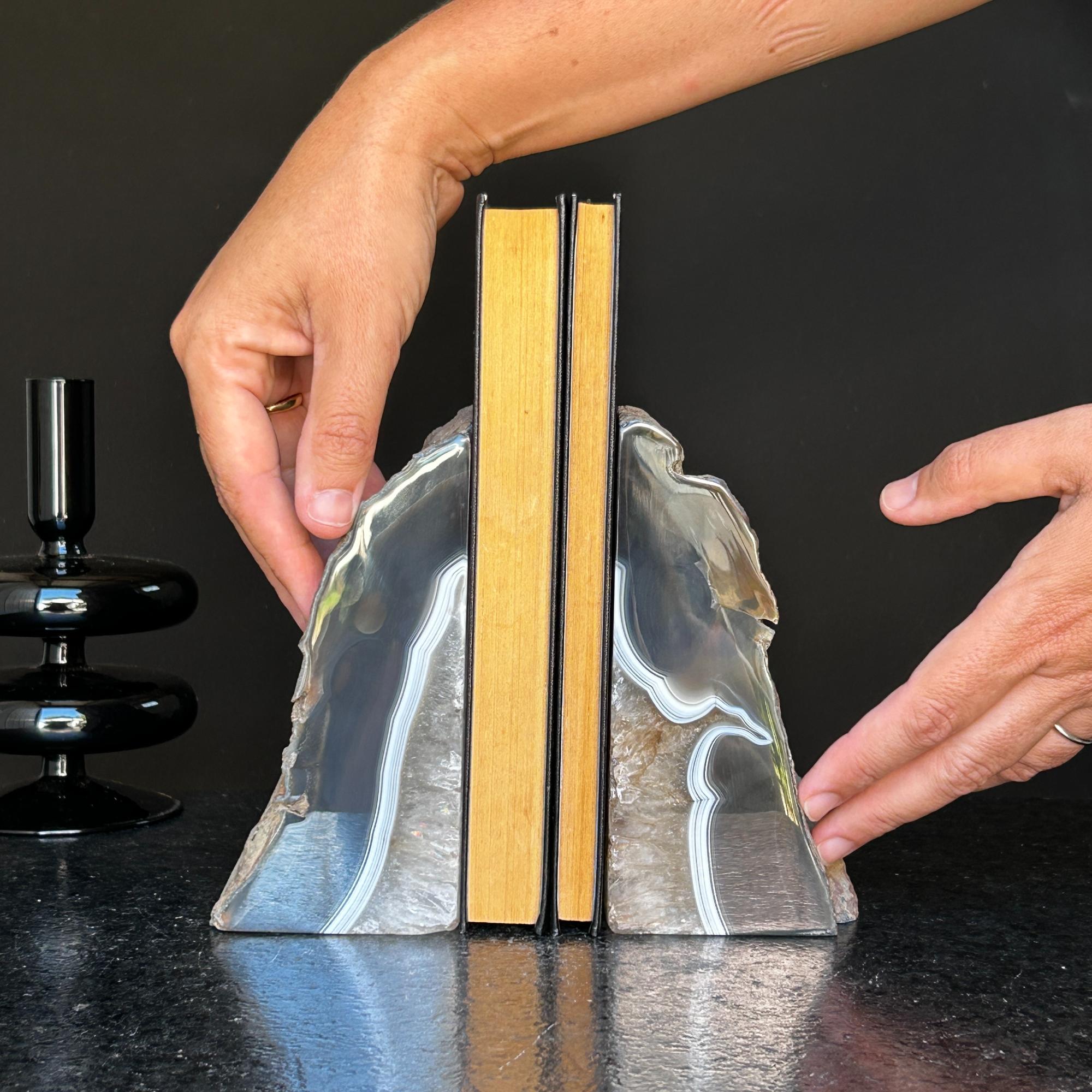 Natural Agate Crystal Bookends, Incredible Polished Stones, Premium quality crystals, extra large geode bookends for decor